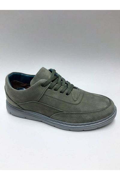 VELOCE Khaki Leather Lace up Khaki Color Flexible Comfortable Nubuck Summer Men's Shoes
