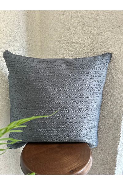 Decamor home Husă de pernă cu model matlasat albastru indigo 3 în relief 1 buc