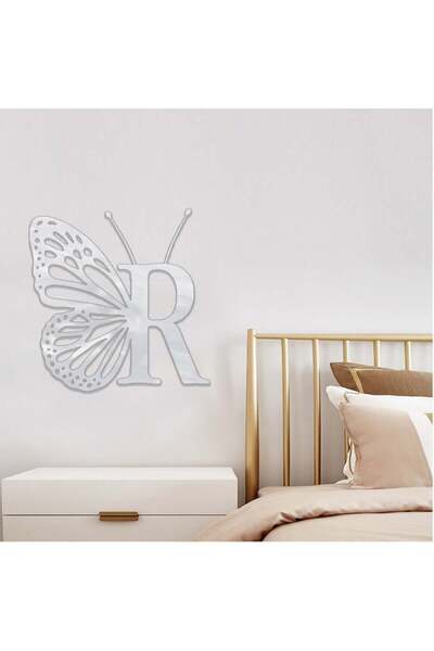 4gdran منحوتة اكريلك فضي بتصميم حرف "R"