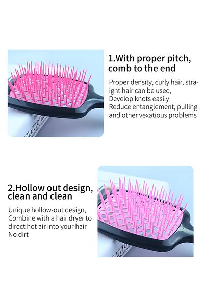COOYA Anti Static Detangle Paddle Hairbrush, Remove Knots and Tangles, 20X4X9cm (Red and Black)