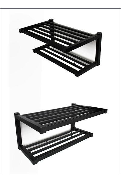 Hagen Suport pentru prosoape din metal inoxidabil Raft pentru baie 2 ori Suport pentru haine Raft Suport pentru prosoape Suport pentru șampon Înălțime: 20 Lățime: 45x27cm