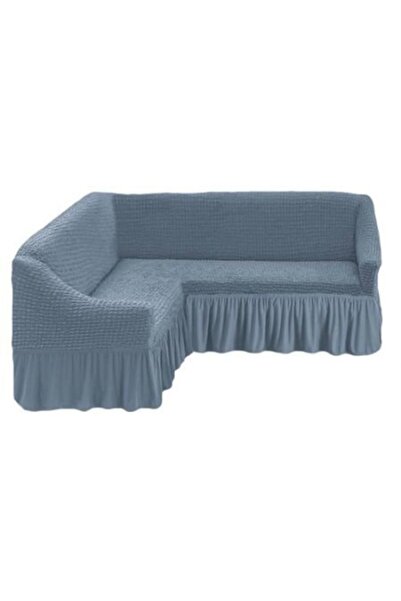 Inovius Elasticized Corner Sofa Cover - Solid Gray