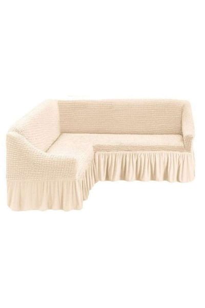Inovius Elasticized Corner Sofa Cover - Uni Model, Butter Color