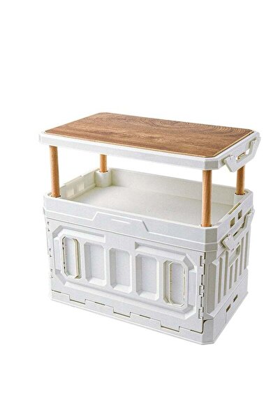 Yelajoy Folding Plastic Camping Box for Camping Gear, 95L Lidded Storage Box, Collapsible Storage Bins for P