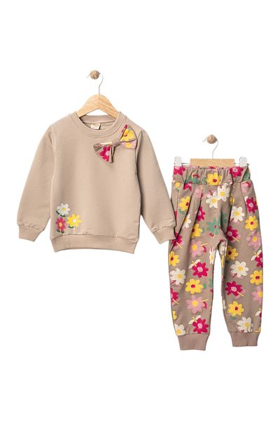 diamondstar Two Thread Flower Printed Girl Tracksuit Suit 2/5 Years