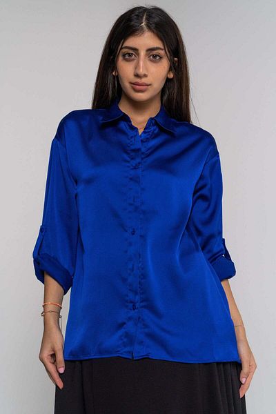 Nichii Women's Oversized Solid Button-Up Shirt with Long Sleeves