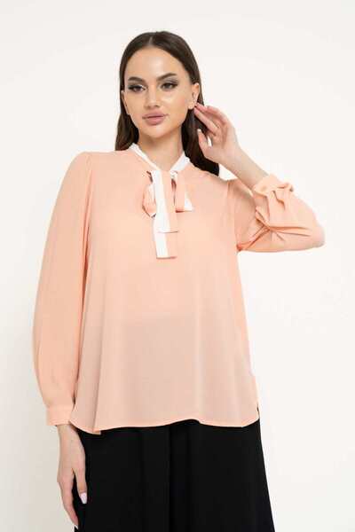 Nichii Women's Long Sleeve Solid Color Shirt with Tie