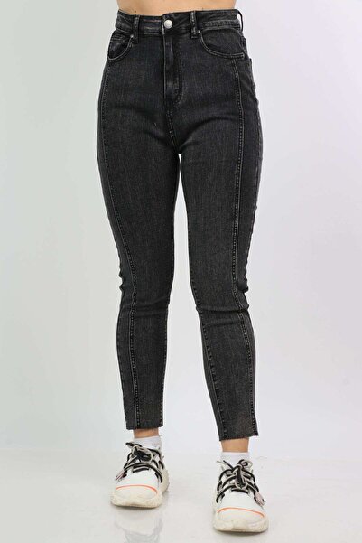 Nichii High-Waist Women's Jeans with Front Pockets and Long Button