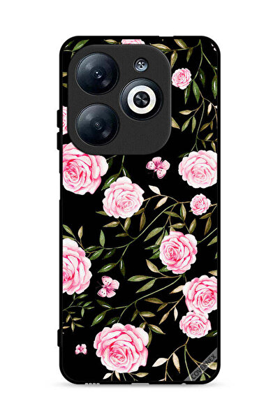 Covernex غطاء حماية لهاتف إنفينيكس سمارت 8 4G، وردي اللون، باقات من الأوراق ا...