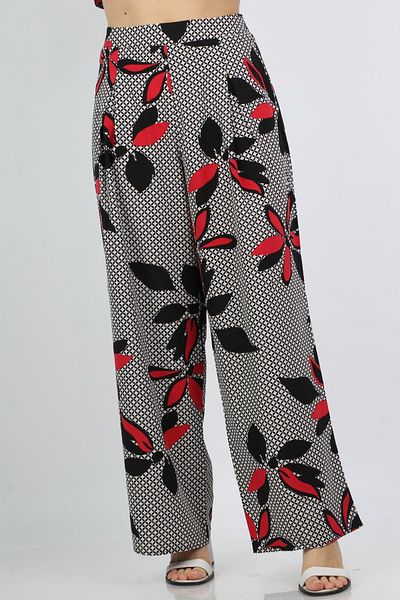 Nichii Women's High-Waisted Floral Print Long Pants