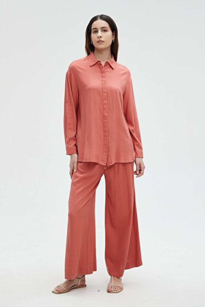 Nichii Women's Solid Button-Up Long Sleeve Blouse