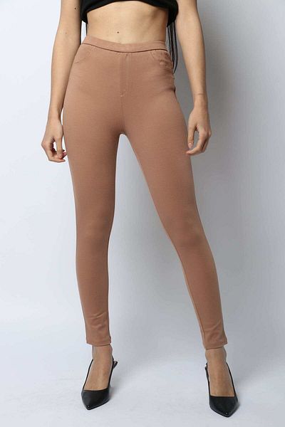 Nichii Women's High-Waisted Solid Leggings with Pockets - Long Length