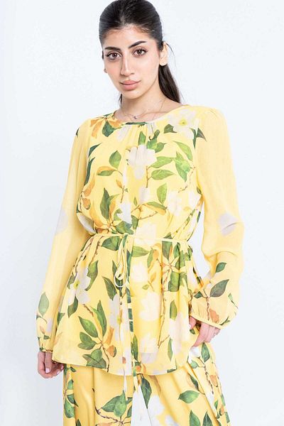 Nichii Long-Sleeve Floral Printed Blouse