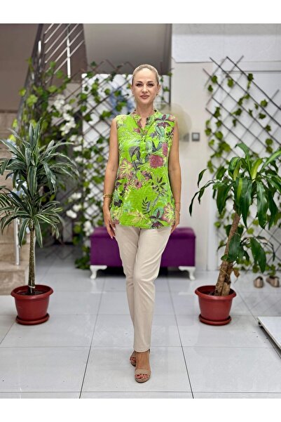 Punta Otantik LS8819C Αμάνικη βαμβακερή ιταλική μπλούζα με τσέπες πράσινη