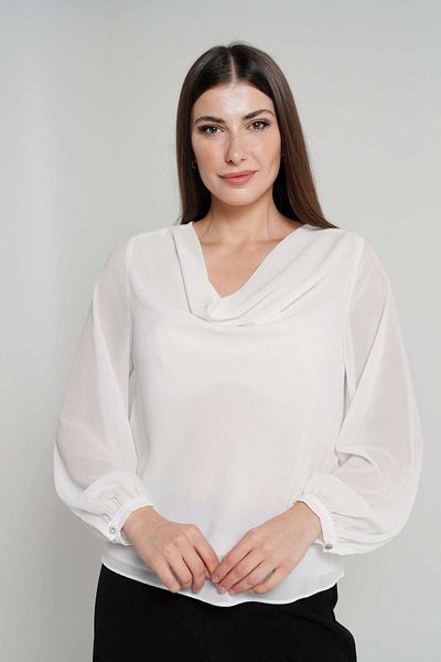 Nichii Women's Solid Long Sleeve Chiffon Blouse