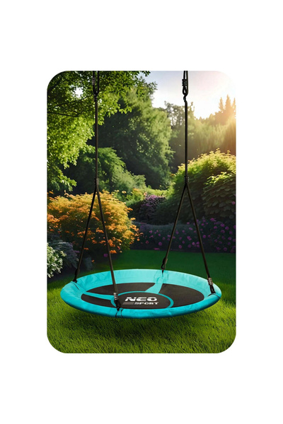 Neo-Sport Swingo 100 cm Turquoise Nest Swing for Children with Steel Frame, Waterproof Cover