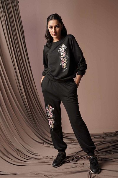 Nichii Women's Printed Long Pants with Elastic Cuffs