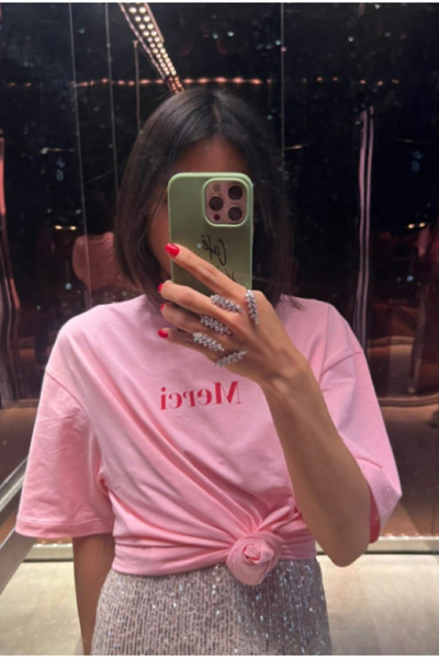 Harajuku Style Pink Summer Pink Oversize kroj Pamuk kom okrugla kragna Žene