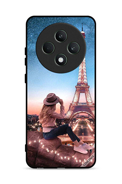 Covernex جراب حماية لهاتف Oppo Reno12 F 4G بطبعة فتاة القبعة وبرج إيفل