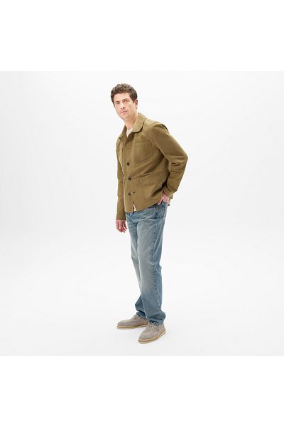 Desa Men's Mustard Shirt Collar Nubuck Jacket