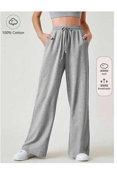 CANDERO Pantaloni de sport pentru femei, gri, largi, supradimensionați, de calitate, cu croiala largi, flexibili, confortabili, din țesătură YUS