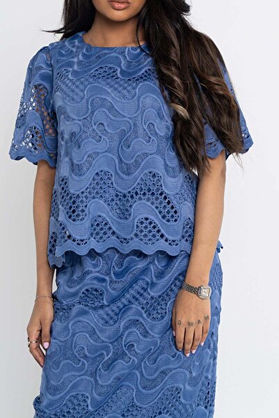 Nichii Women's Wide Short Sleeve Lace Blouse