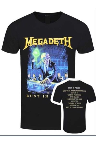 Harajuku Style Siyah Megadeth Baskılı Oversize Unisex