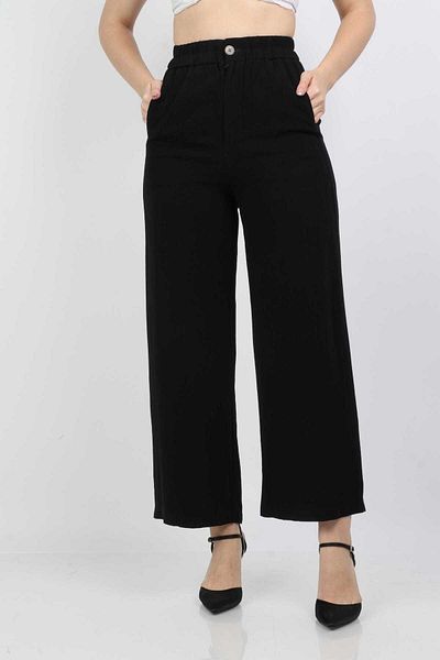 Nichii Women's High-Waisted Ruffled Waist Pants with Button and Wide Zipper