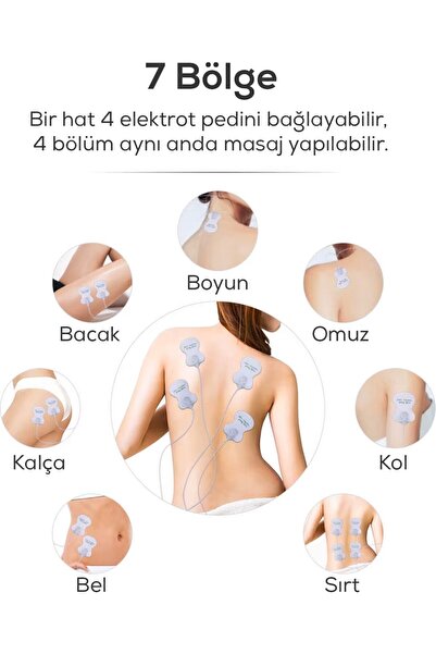 Fırsat7 Dijital Terlikli ve Yapışkan Pedli Fizik Tedavi Tens Cihazı Masaj Aleti 4 Mod 8 Güç Seviyesi Masaj