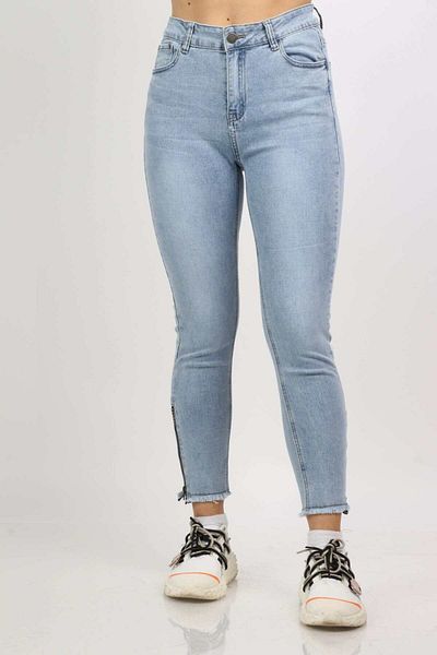 Nichii Women's High-Waisted Skinny Pants with Button and Pockets - Long