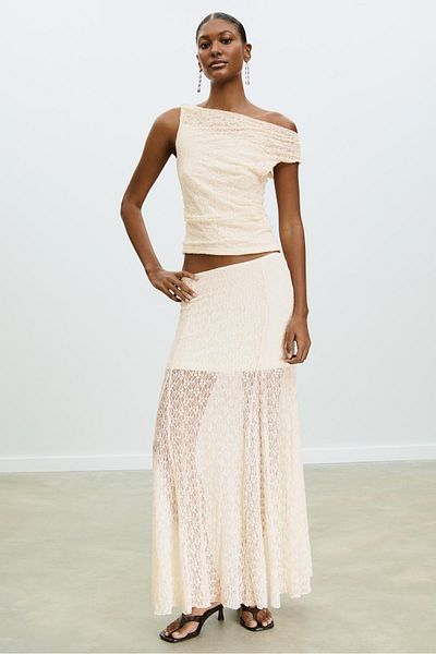 Stradivarius Lace midi skirt