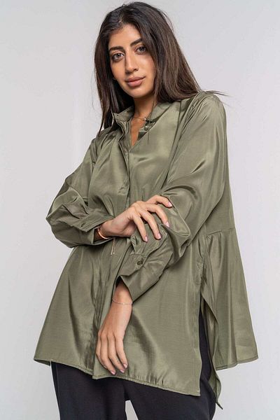 Nichii Loose Women's Side-Open Long Sleeve Shirt