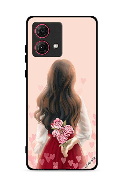 Covernex غطاء حماية لهاتف موتورولا موتو جي 84 5 جي، فتاة تخفي زهورًا