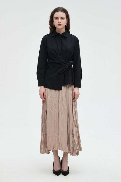 Nichii Women's Long Sleeve Solid Shirt with Side Tie