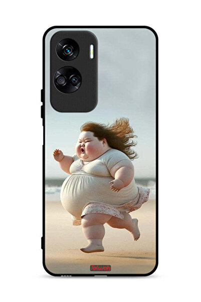 Tolwak غطاء حماية لهاتف Honor 90 Lite 5G، صورة فتاة سمينة تجري