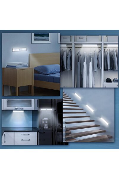 sgeteknoloji 30 LED HAREKET SENSÖRLÜ 20 CM DOLAP İÇİ MUTFAK KORİDOR MERDİVEN AYDINLATMA IŞIĞI LED IŞIK