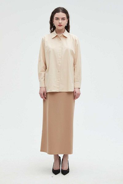 Nichii Women's Solid Button-Up Long Sleeve Shirt