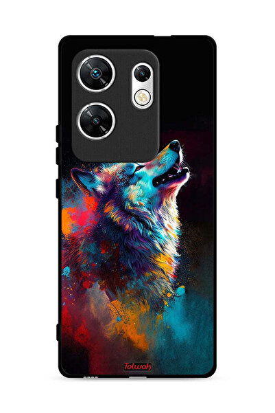 Tolwak غطاء حماية لهاتف Infinix Zero 30 4G بطبعة ذئب ملونة