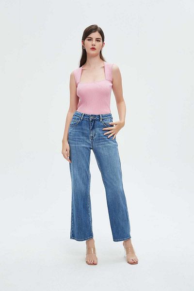 Nichii Women's Wide-Leg Jeans with Front Pockets