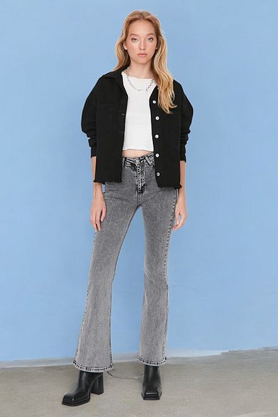 byhaziran butik Denisa Smoked High Waist Flare Jeans