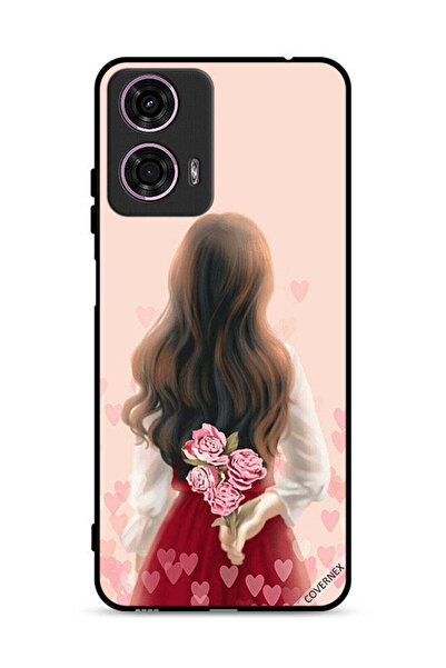 Covernex غطاء حماية لهاتف موتورولا موتو جي 24 4G، فتاة تخفي أزهارًا