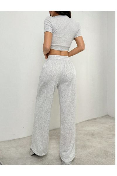 CANDERO Pantaloni de sport pentru femei, gri, largi, supradimensionați, de calitate, cu croiala largi, flexibili, confortabili, din țesătură YUS