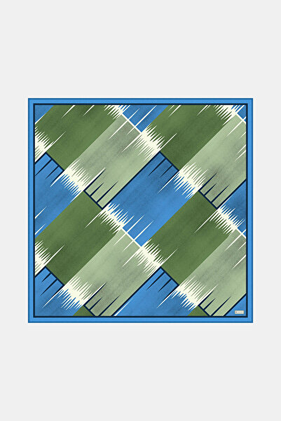 Vakko MAVİ GEOMETRİK DESENLİ TWILL EŞARP