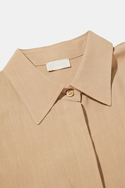 W Collection Beige Linen Viscos Bluz