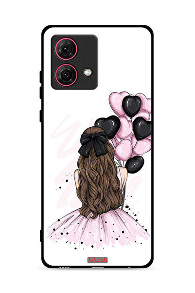 Tolwak غطاء حماية لهاتف موتورولا موتو جي 84 5 جي يحمل رسمة فتاة تحمل بالونات