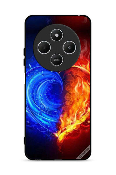 Covernex غطاء حماية لهاتف شاومي ريدمي 14R 5G بخلفية قلب النار والماء