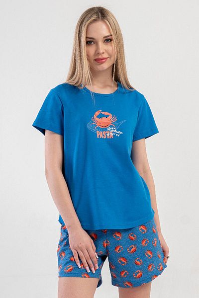VİENETTA Cotton Women's Short Sleeve Shorts Pajamas Set, 409086