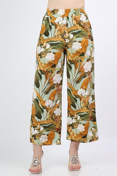 Nichii High-Waisted Wide-Leg Floral Women's Trousers