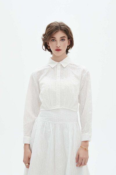 Nichii Embroidered Long Sleeve Floral Shirt for Women