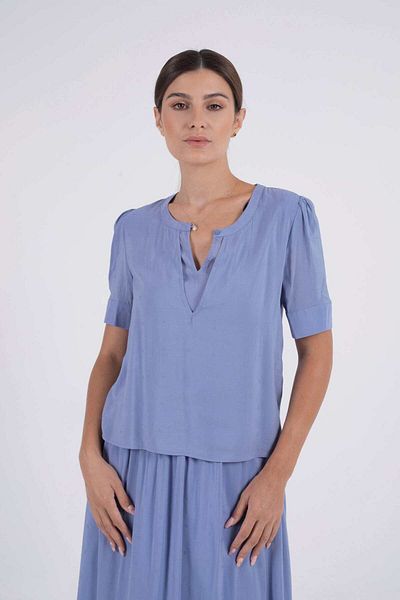 Nichii Women's Short Sleeve Wrap Blouse with V-Neck